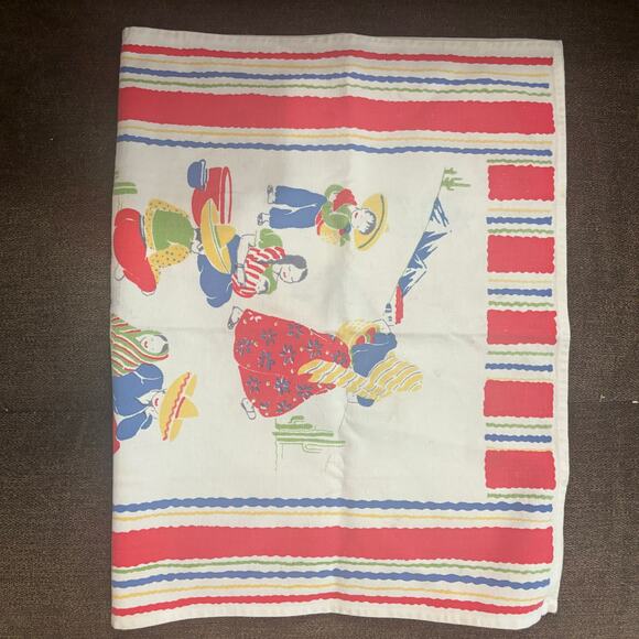 Vintage  Linen Kitchen Towel  Southwestern Aztec Kitschy Retro 26 x 16 - Picture 6 of 7